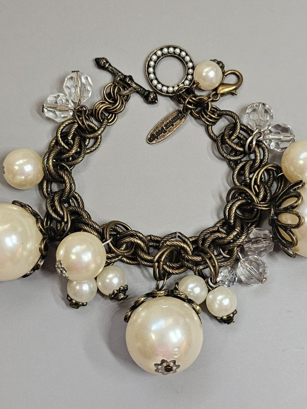 Plunder Design PAIGE Cha Cha Bracelet Faux Pearls Embellishments Chunky Toggle